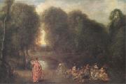 Jean-Antoine Watteau Assembly in a Park (mk05) oil painting on canvas